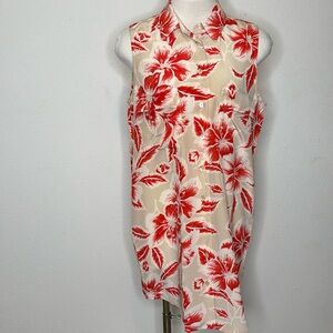 Equipment Red and Cream Floral Dress